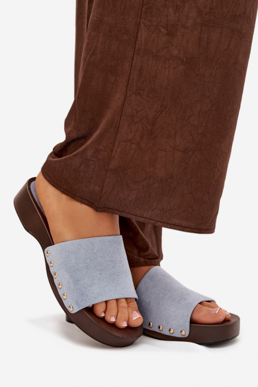 sieviešu čības Ze Zelta krāsasmi Kniedes Zilas krāsas Ferinna