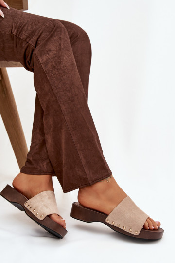 sieviešu čības Ze Zelta krāsasmi Kniedes smilšu krāsas Ferinna