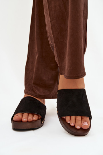 sieviešu čības Ze Zelta krāsasmi Kniedes melnas krāsas Ferinna