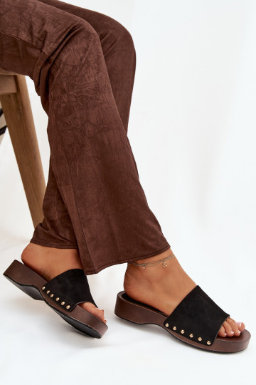 sieviešu čības Ze Zelta krāsasmi Kniedes melnas krāsas Ferinna 2