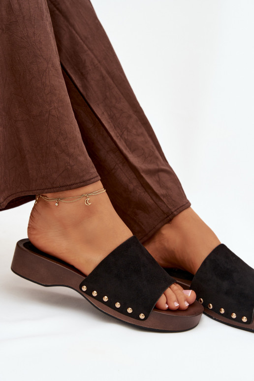 sieviešu čības Ze Zelta krāsasmi Kniedes melnas krāsas Ferinna