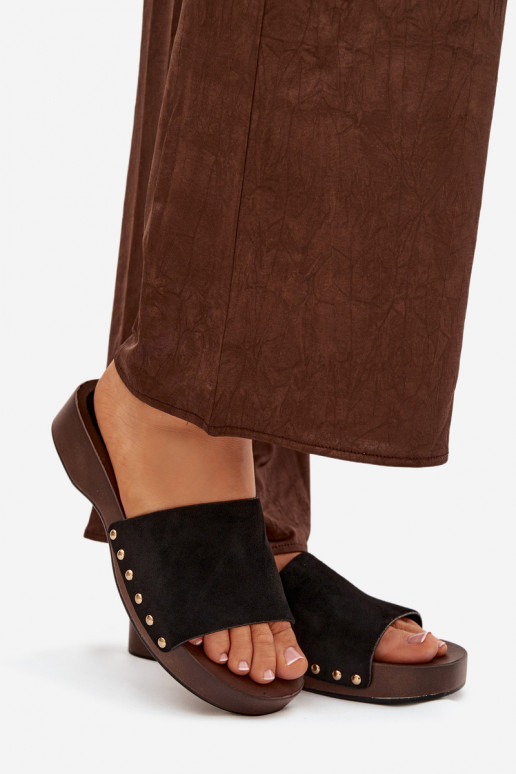 sieviešu čības Ze Zelta krāsasmi Kniedes melnas krāsas Ferinna