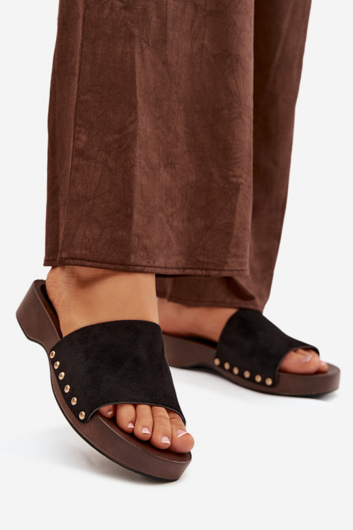 sieviešu čības Ze Zelta krāsasmi Kniedes melnas krāsas Ferinna