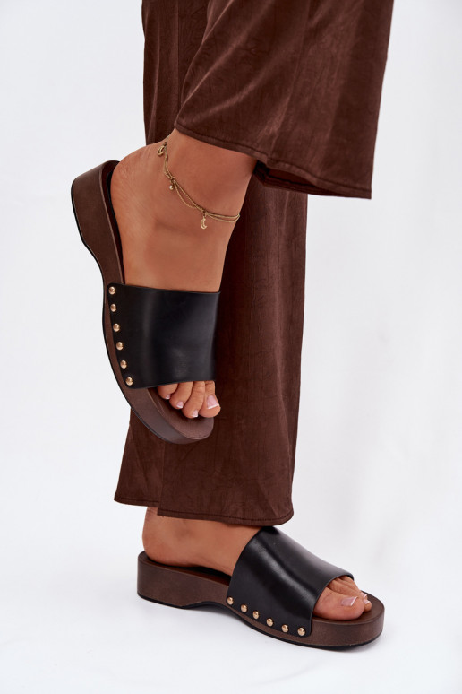 sieviešu čības Ze Zelta krāsasmi Kniedes melnas krāsas Terissa