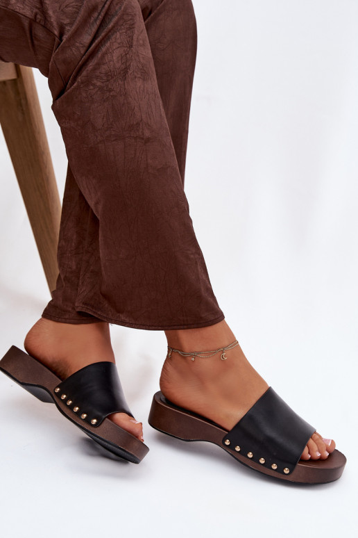 sieviešu čības Ze Zelta krāsasmi Kniedes melnas krāsas Terissa