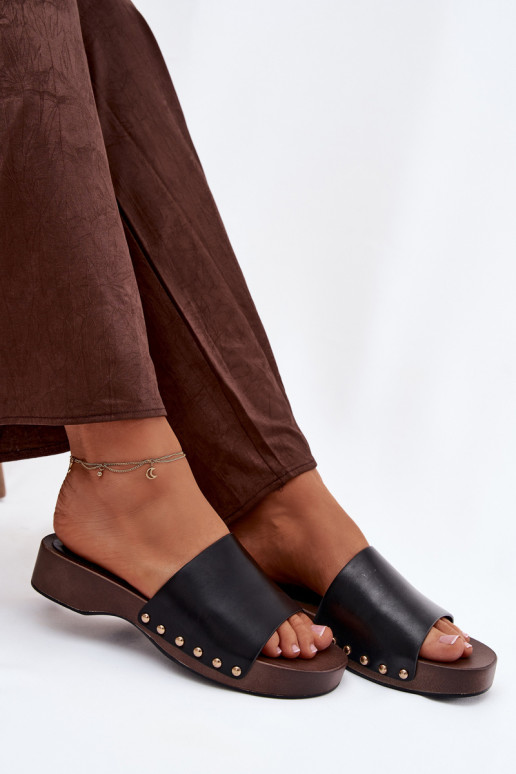 sieviešu čības Ze Zelta krāsasmi Kniedes melnas krāsas Terissa