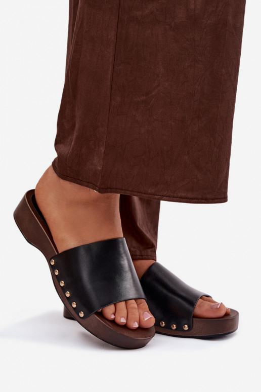 sieviešu čības Ze Zelta krāsasmi Kniedes melnas krāsas Terissa