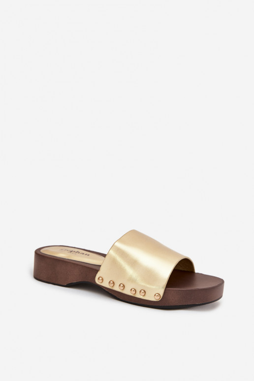 sieviešu čības ar kniedēm Zelta krāsas Terissa