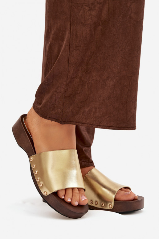 sieviešu čības ar kniedēm Zelta krāsas Terissa