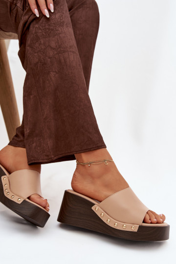 sieviešu čības Uz Ķīļa Ze Zelta krāsasmi Kniedes smilšu krāsas Arionne