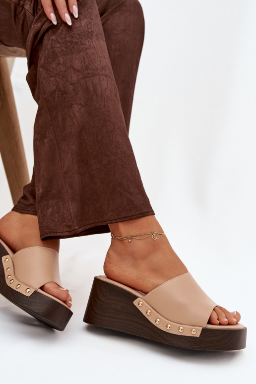 sieviešu čības Uz Ķīļa Ze Zelta krāsasmi Kniedes smilšu krāsas Arionne