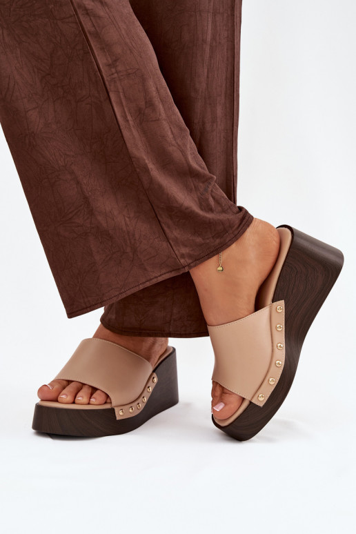 sieviešu čības Uz Ķīļa Ze Zelta krāsasmi Kniedes smilšu krāsas Arionne