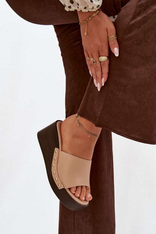 sieviešu čības Uz Ķīļa Ze Zelta krāsasmi Kniedes smilšu krāsas Arionne