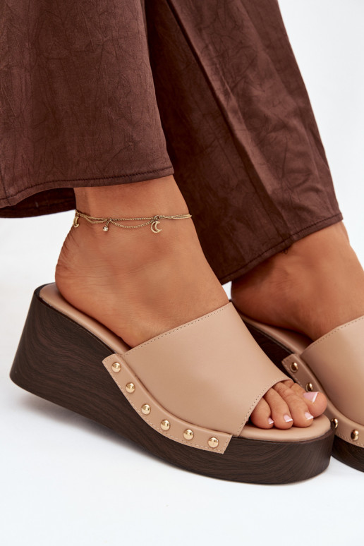 sieviešu čības Uz Ķīļa Ze Zelta krāsasmi Kniedes smilšu krāsas Arionne