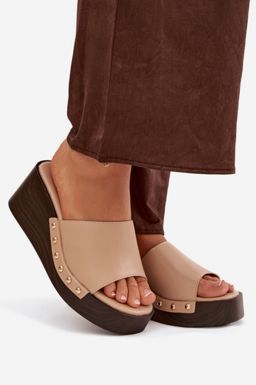 sieviešu čības Uz Ķīļa Ze Zelta krāsasmi Kniedes smilšu krāsas Arionne