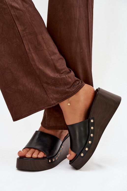 sieviešu čības Uz Ķīļa Ze Zelta krāsasmi Kniedes melnas krāsas Arionne