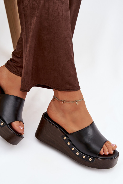 sieviešu čības Uz Ķīļa Ze Zelta krāsasmi Kniedes melnas krāsas Arionne