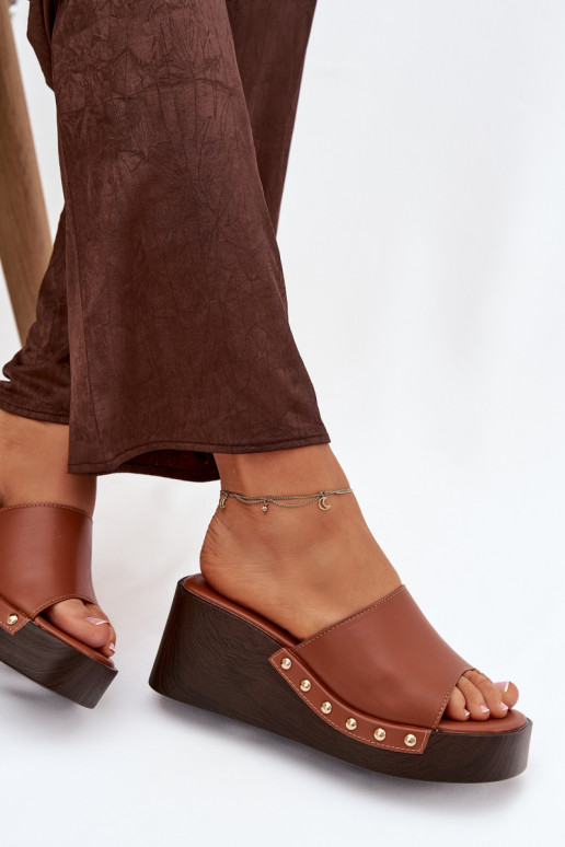 sieviešu čības Uz Ķīļa Ze Zelta krāsasmi Kniedes brūnas krāsas Arionne