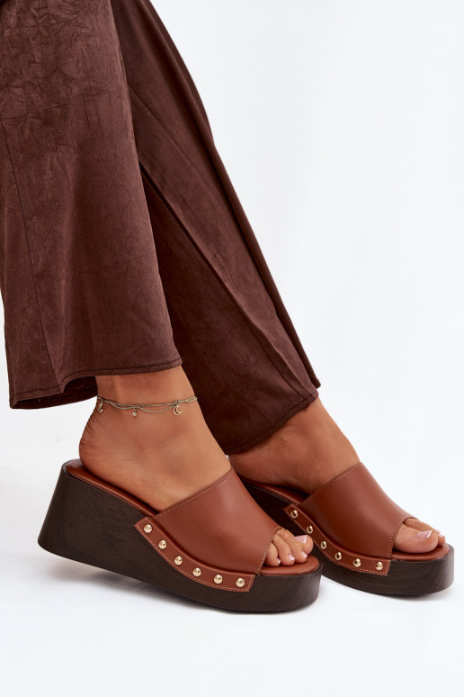 sieviešu čības Uz Ķīļa Ze Zelta krāsasmi Kniedes brūnas krāsas Arionne