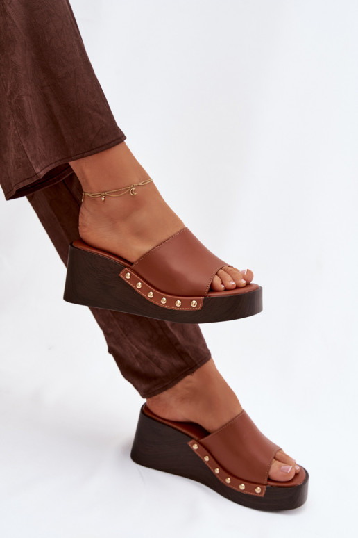 sieviešu čības Uz Ķīļa Ze Zelta krāsasmi Kniedes brūnas krāsas Arionne