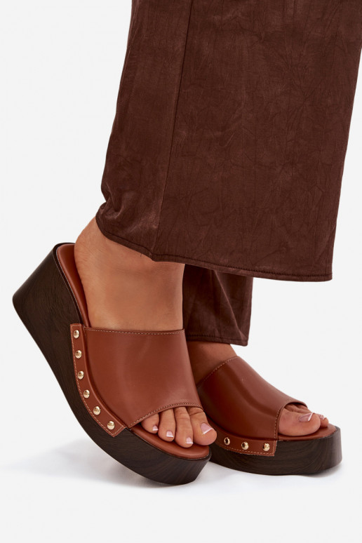 sieviešu čības Uz Ķīļa Ze Zelta krāsasmi Kniedes brūnas krāsas Arionne