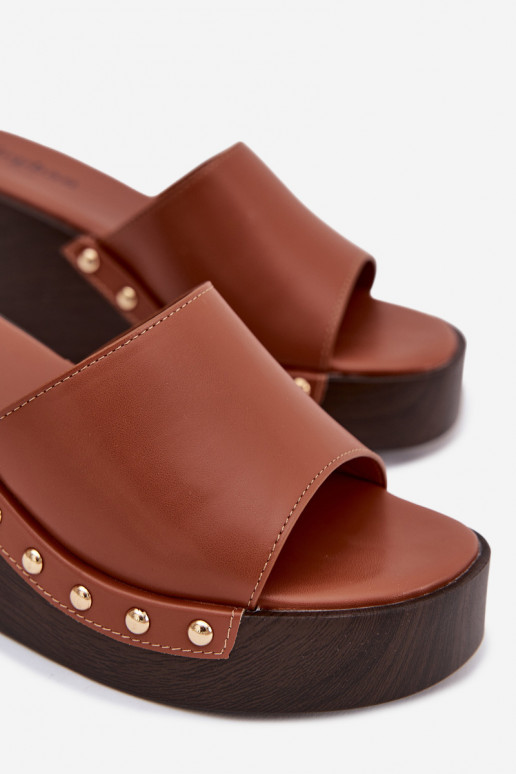 sieviešu čības Uz Ķīļa Ze Zelta krāsasmi Kniedes brūnas krāsas Arionne