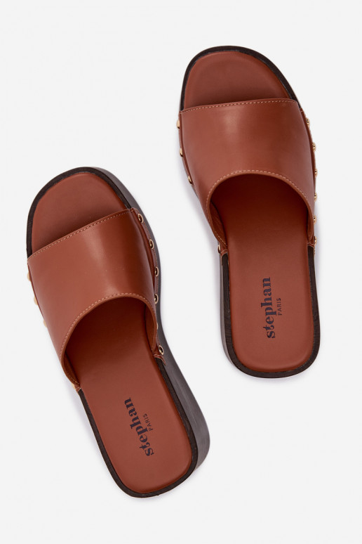 sieviešu čības Uz Ķīļa Ze Zelta krāsasmi Kniedes brūnas krāsas Arionne