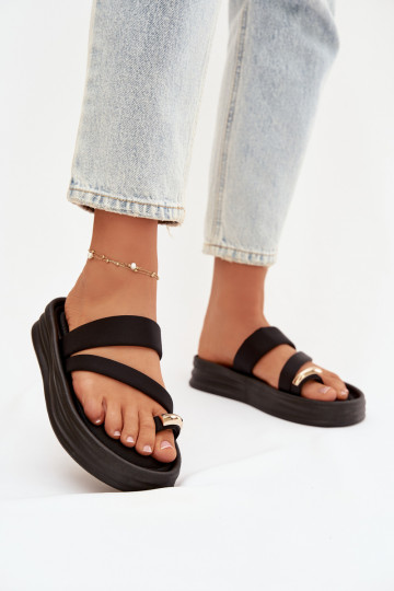 Auduma sieviešu čības Ar svītrām I Zelta krāsasm Detalem melnas krāsas Farielle 2