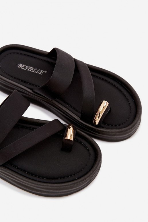 Auduma sieviešu čības Ar svītrām I Zelta krāsasm Detalem melnas krāsas Farielle