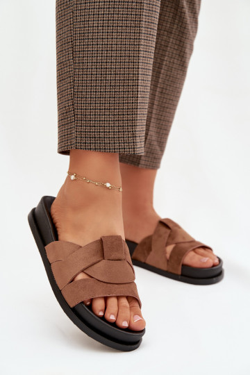 sieviešu čības Eko zamšādaoIne Ar svītrām brūnas krāsas Tā irrivessa 2