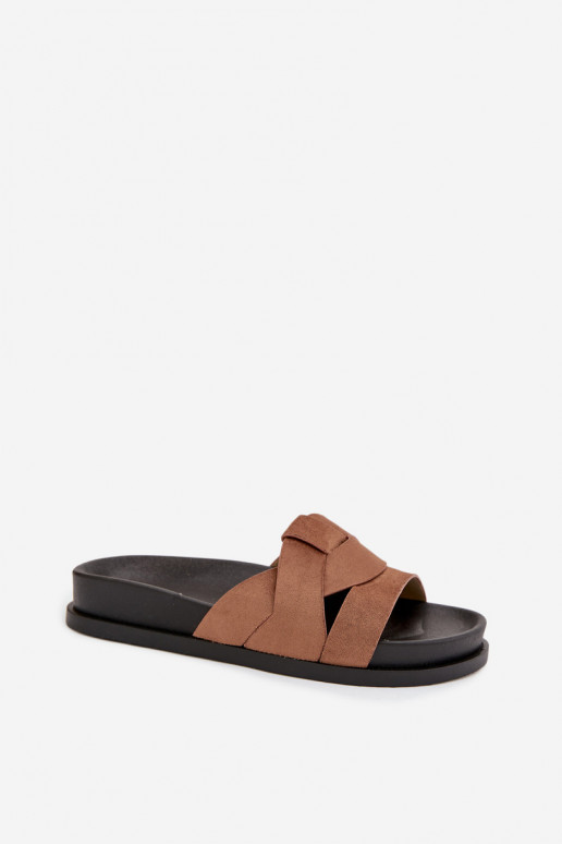 sieviešu čības Eko zamšādaoIne Ar svītrām brūnas krāsas Tā irrivessa