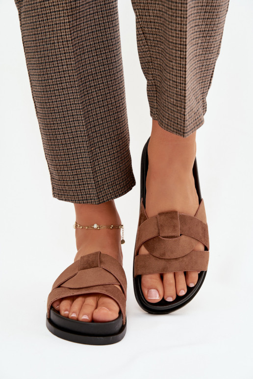 sieviešu čības Eko zamšādaoIne Ar svītrām brūnas krāsas Tā irrivessa