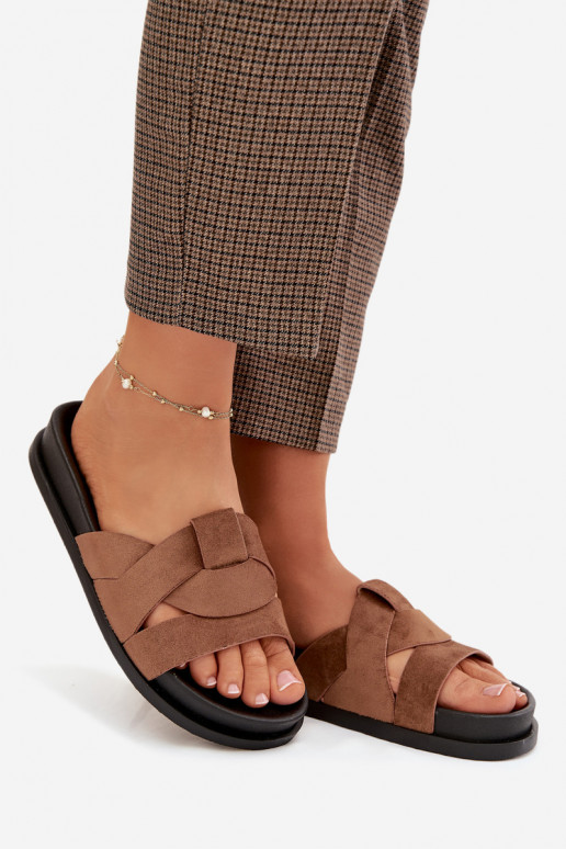 sieviešu čības Eko zamšādaoIne Ar svītrām brūnas krāsas Tā irrivessa