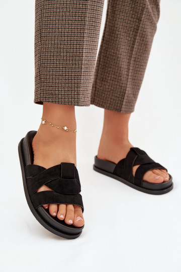 sieviešu čības Eko zamšādaoIne Ar svītrām melnas krāsas Tā irrivessa