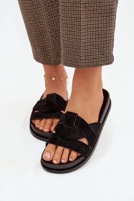 sieviešu čības Eko zamšādaoIne Ar svītrām melnas krāsas Tā irrivessa