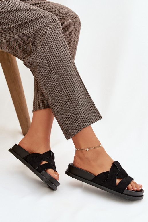 sieviešu čības Eko zamšādaoIne Ar svītrām melnas krāsas Tā irrivessa