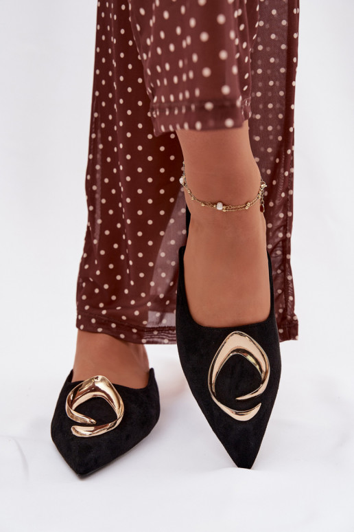 sieviešu čības Mule Ar greznu Zelta krāsasm Detalem melnas krāsas Galvella