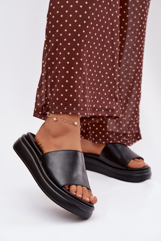 sieviešu čības ar platformu melnas krāsas Tanelisse