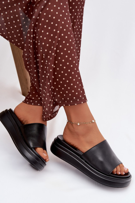 sieviešu čības ar platformu melnas krāsas Tanelisse