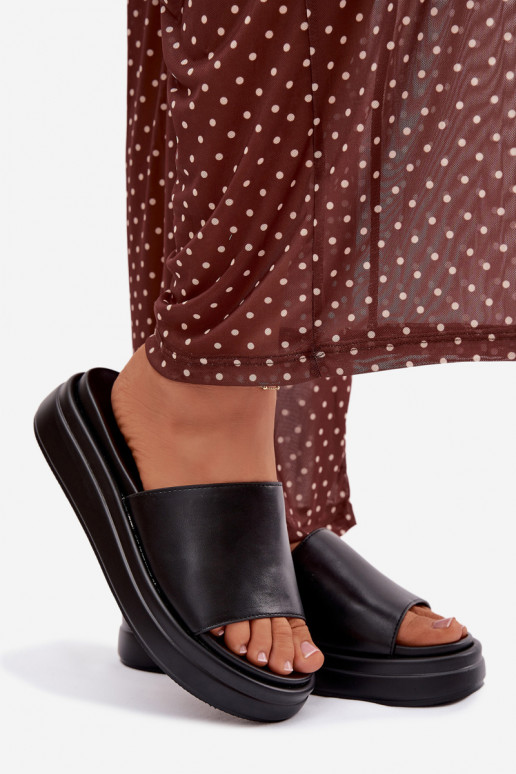 sieviešu čības ar platformu melnas krāsas Tanelisse