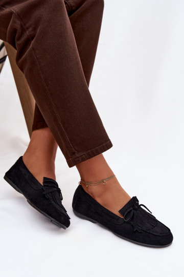 sieviešu mokasīni ar bārkstīm melnas krāsas Janelisse