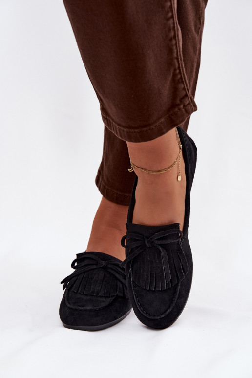 sieviešu mokasīni ar bārkstīm melnas krāsas Janelisse