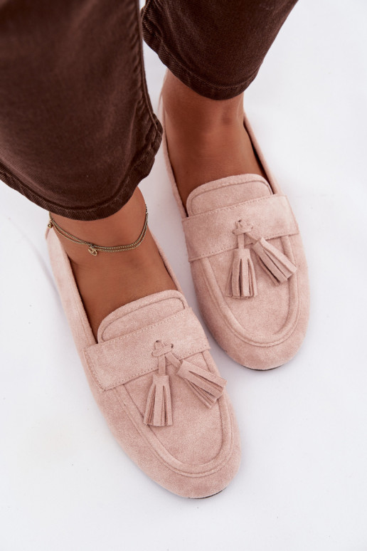 Mokasīni Sieviešu dzīvoklis ar bārkstīm Gaiši sārtas krāsas Tā irrilisse