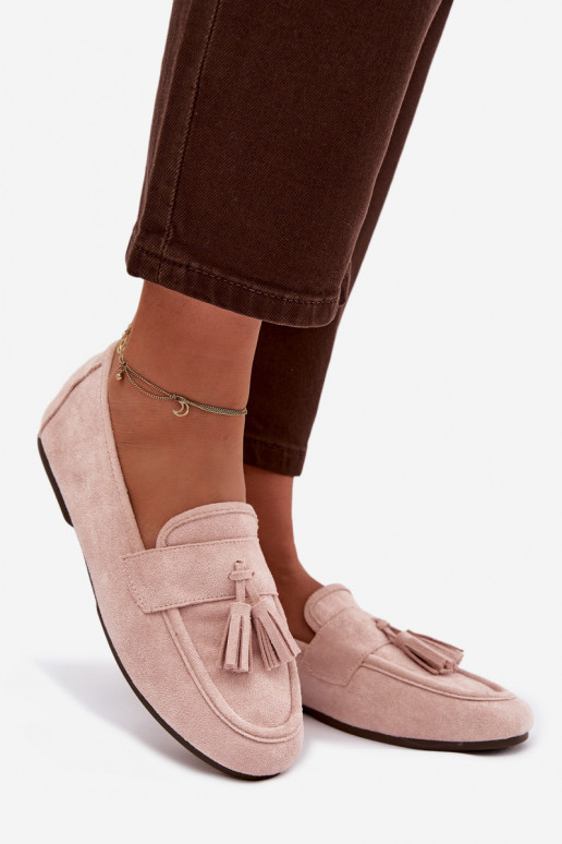 Mokasīni Sieviešu dzīvoklis ar bārkstīm Gaiši sārtas krāsas Tā irrilisse