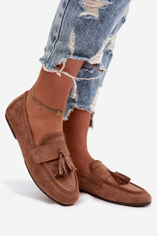 Mokasīni Sieviešu dzīvoklis ar bārkstīm brūnas krāsas Tā irrilisse