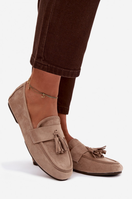 Mokasīni Sieviešu dzīvoklis ar bārkstīm smilšu krāsas Tā irrilisse