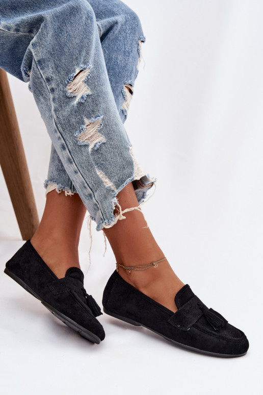 Mokasīni Sieviešu dzīvoklis ar bārkstīm melnas krāsas Tā irrilisse