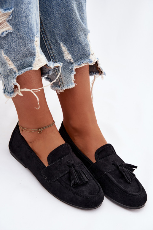 Mokasīni Sieviešu dzīvoklis ar bārkstīm melnas krāsas Tā irrilisse