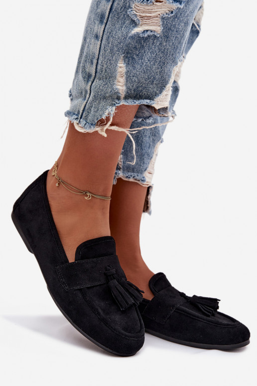 Mokasīni Sieviešu dzīvoklis ar bārkstīm melnas krāsas Tā irrilisse