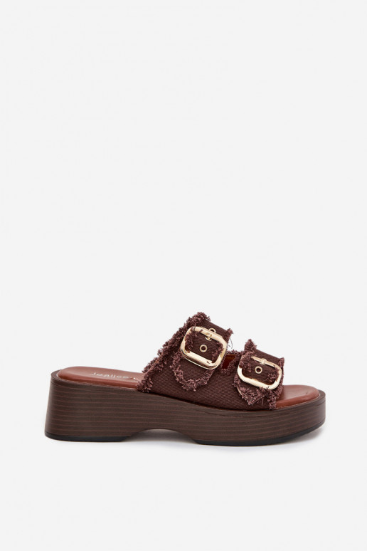 sieviešu čības ar platformu Ze Zelta krāsasmi ar sprādzēmmi CzekoladoIne Renelisse